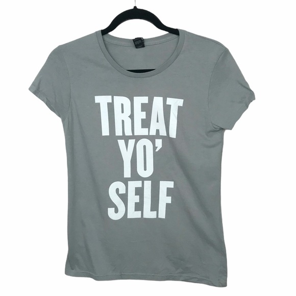 Anvil Gray Treat Yo Self Short Sleeve Tee - Picture 1 of 6